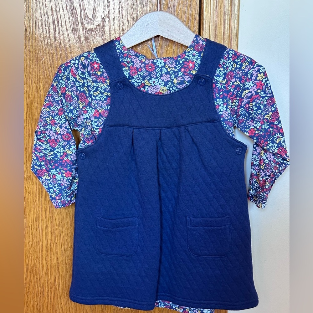 New Cadet Rousselle 2-in-1 long sleeve dress 18m. From Paris